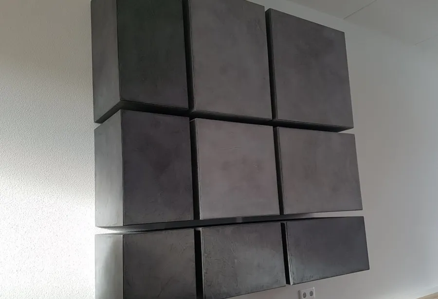 Wandkast "9 kubussen" - 2 kleuren beton ciré